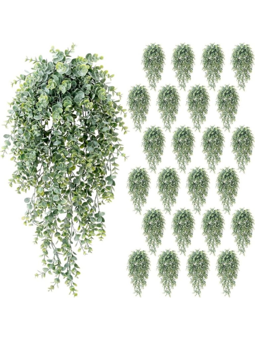 24 Pack Faux Eucalyptus Hanging Plants - Boho Greenery Decor for Home & Events